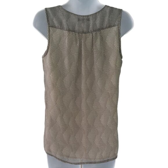 Gap Womens Career Sleeveless Top XS Beige Patterned Scoop Neck Asymmetrical - Picture 3 of 6